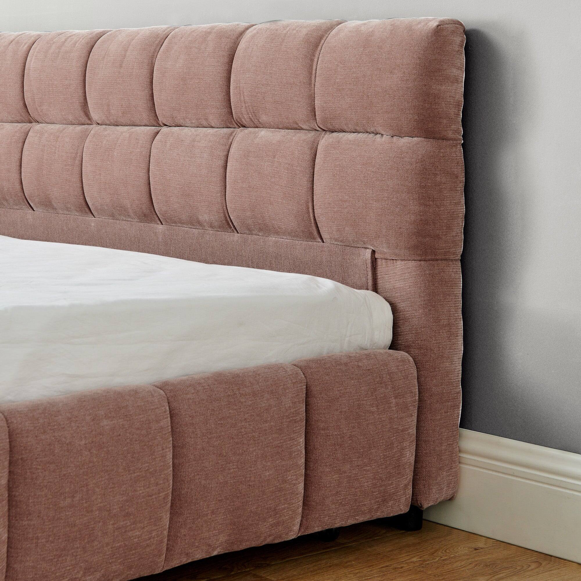 Alt View 9. Boyel Living - California King Upholstered Platform Bed with Chenille Fabric, Soft Headboard and Storage Drawer, Pink - Pink.