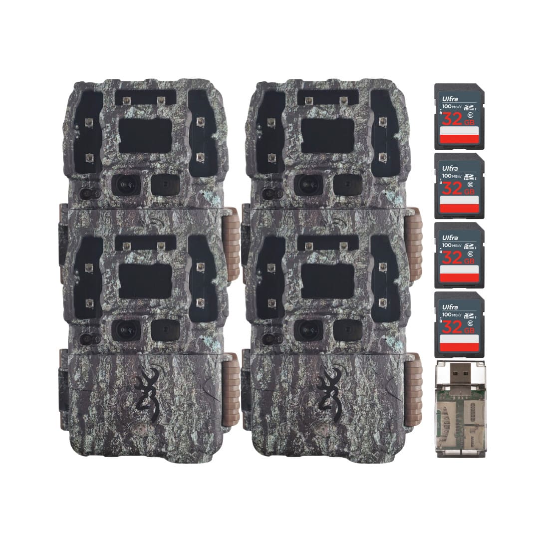 Browning - Trail Camera - Strike Force Pro DCL NANO Trail Camera with 32GB Memory Cards and Card Reader 4 Pack