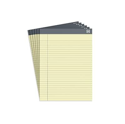 Front. TRU RED - Achieve Notepad, 8.5" x 11.75", Wide Ruled, 50 Sheets/Pad, 6 Pads/Pack  - Canary.