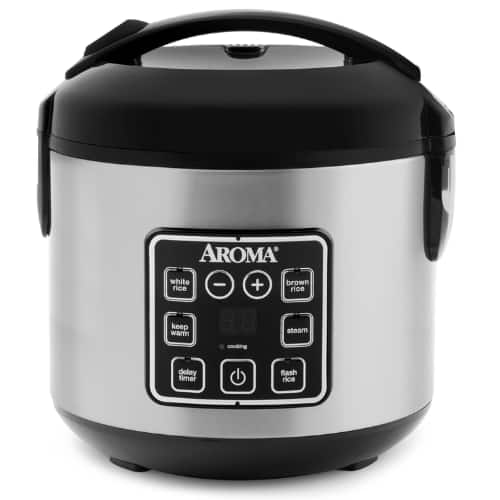 AROMA - Digital Rice Cooker & Multicooker, 4-Cup Uncooked / 8-Cup Cooked, Steamer, Stainless Steel, 2-Qt - Silver
