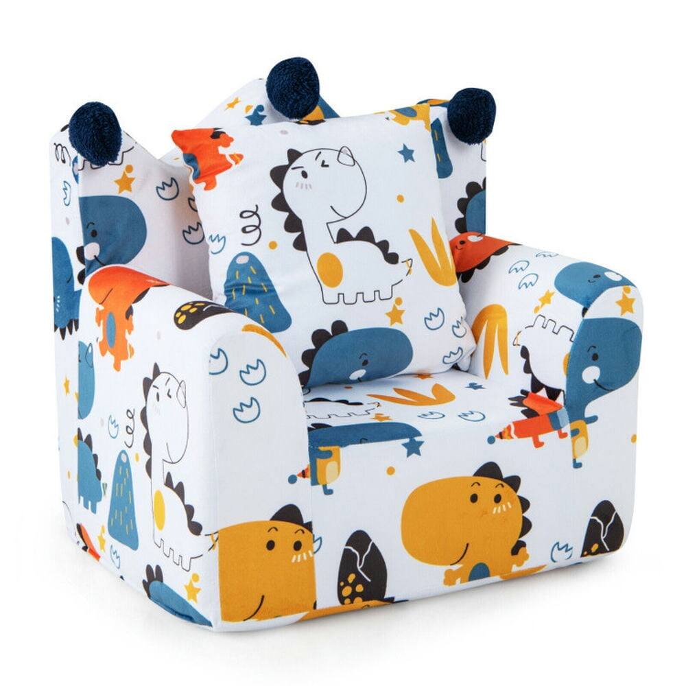 Back. Kadyn - High-density Padding Kids Sofa with Armrest and Extra Pilow-Blue, Kids Chairs for Kids - Blue.
