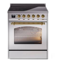 iLive - ILVE Nostalgie II 30 inch Induction Range with 4 Elements (Triple Glass Door, Brass) - Stainless Steel