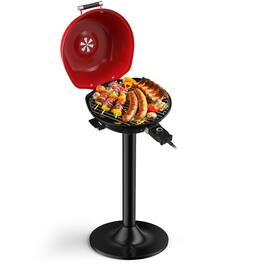 HONGGE - 1600W Portable Electric BBQ Grill with Adjustable Temperature for Indoor/Outdoor Use - Red