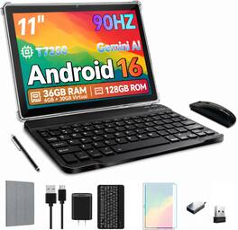 FEONAL - Tablet 11 Inch Android 16 Octa-Core 36GB RAM 128GB ROM Wifi 6 Tablet, Tablets for Kids & Adults, Gifts, Streaming, Work - Gray