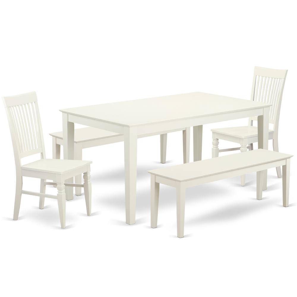 Back. East West Furniture - Dining Room Set Linen White - Linen White.