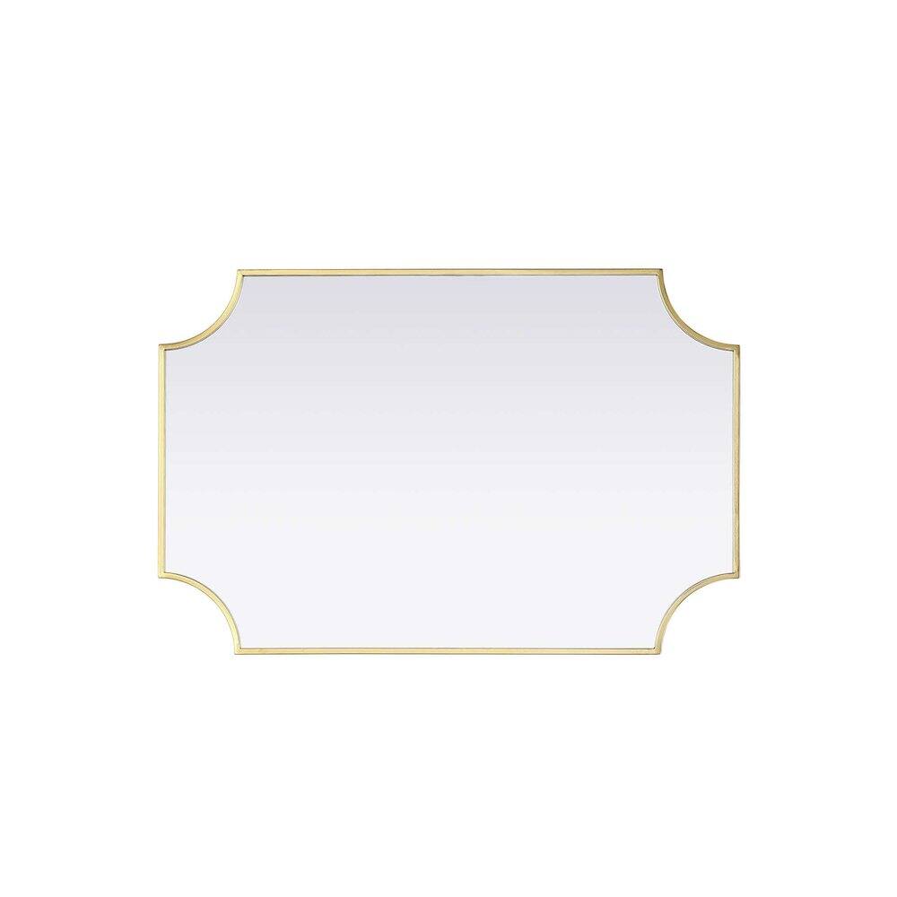 Back. Elegant Kitchen and Bath - Notched Metal Mirror 24x36 inch in Brass - Brass.