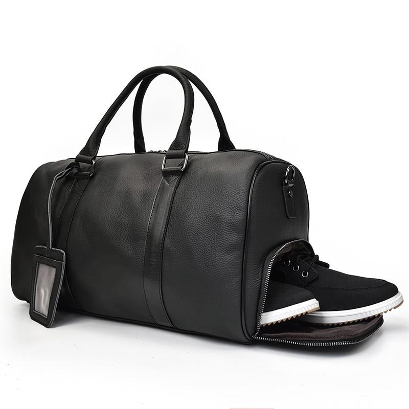 Alt View 1. Steel Horse Leather - The Endre Weekender | Vintage Leather Duffle Bag - black.