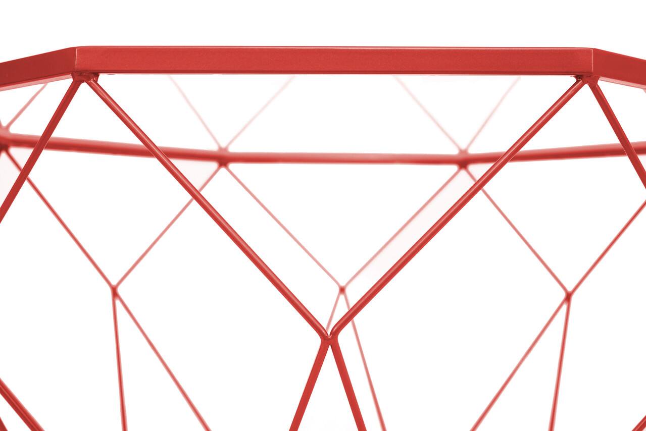 Back. LeisureMod - Malibu Contemporary Geometric Glass Top Coffee Table with Open-Frame Design and Powder Coated Base for Home and Office - Red.