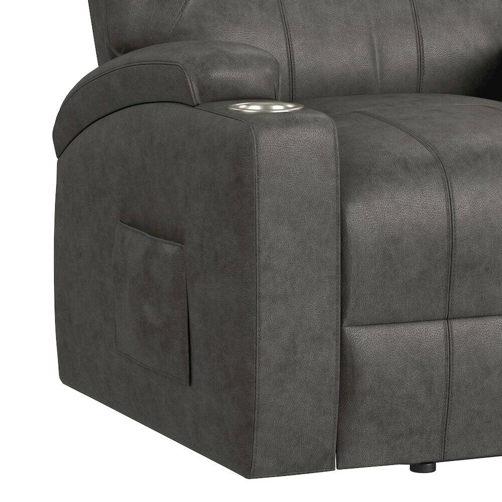 Alt View 1. Picket House Furnishings - Boston Lift Chair with Heat Massage in Simba DK Grey - DK Grey.