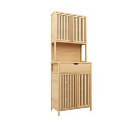 Boyel Living - Seventy Two Inch Tall Bamboo Storage Cabinet with Double Doors Drawers for Home Storage - Natural