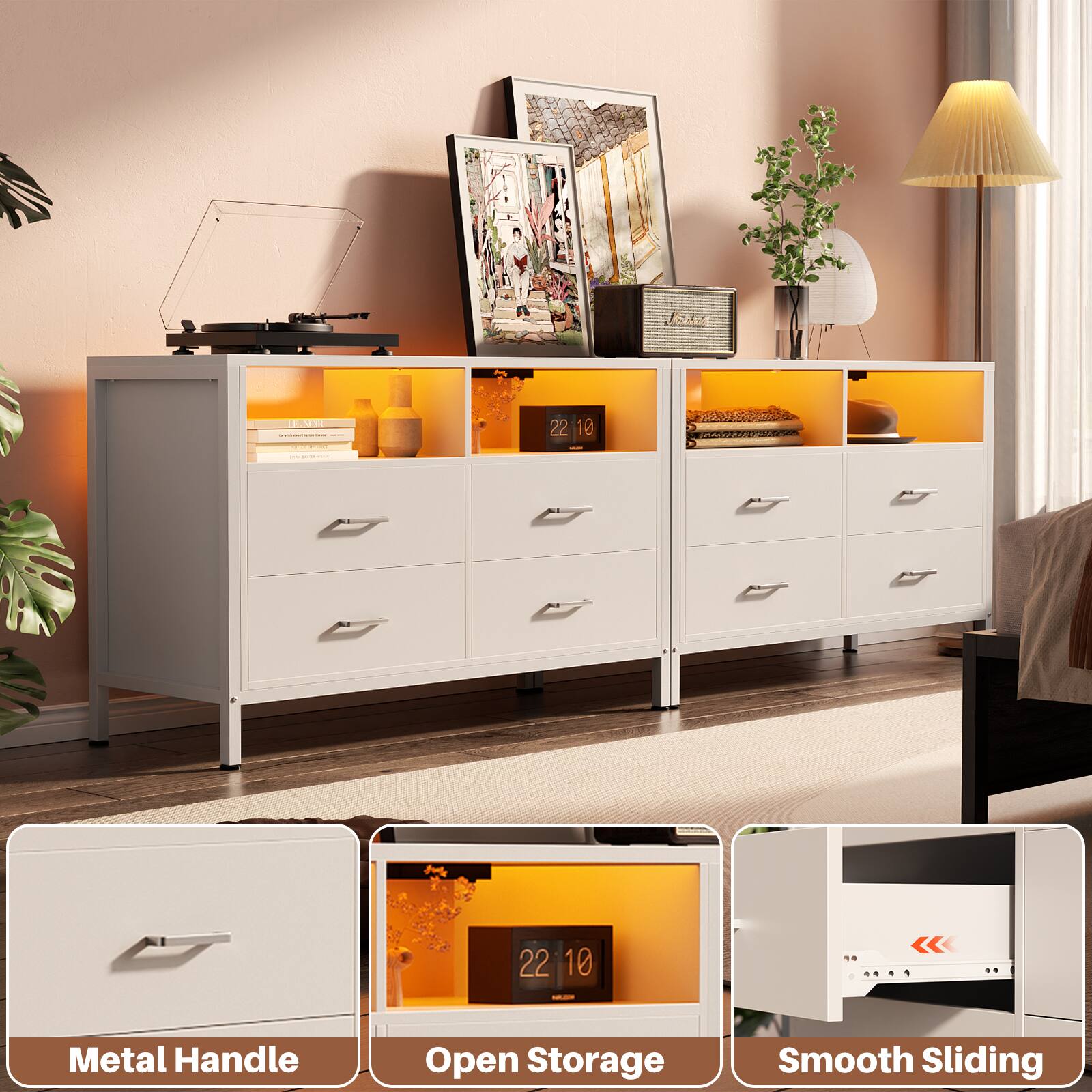 Metal Handle Open Storage Smooth Sliding