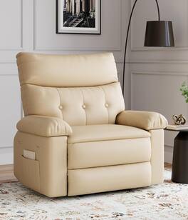 Acekool - Oversized 68"Recliner Chair Rocker, Swivel & Manual Recline Functions for in Living Room, Nursery & Bedroom - Beige