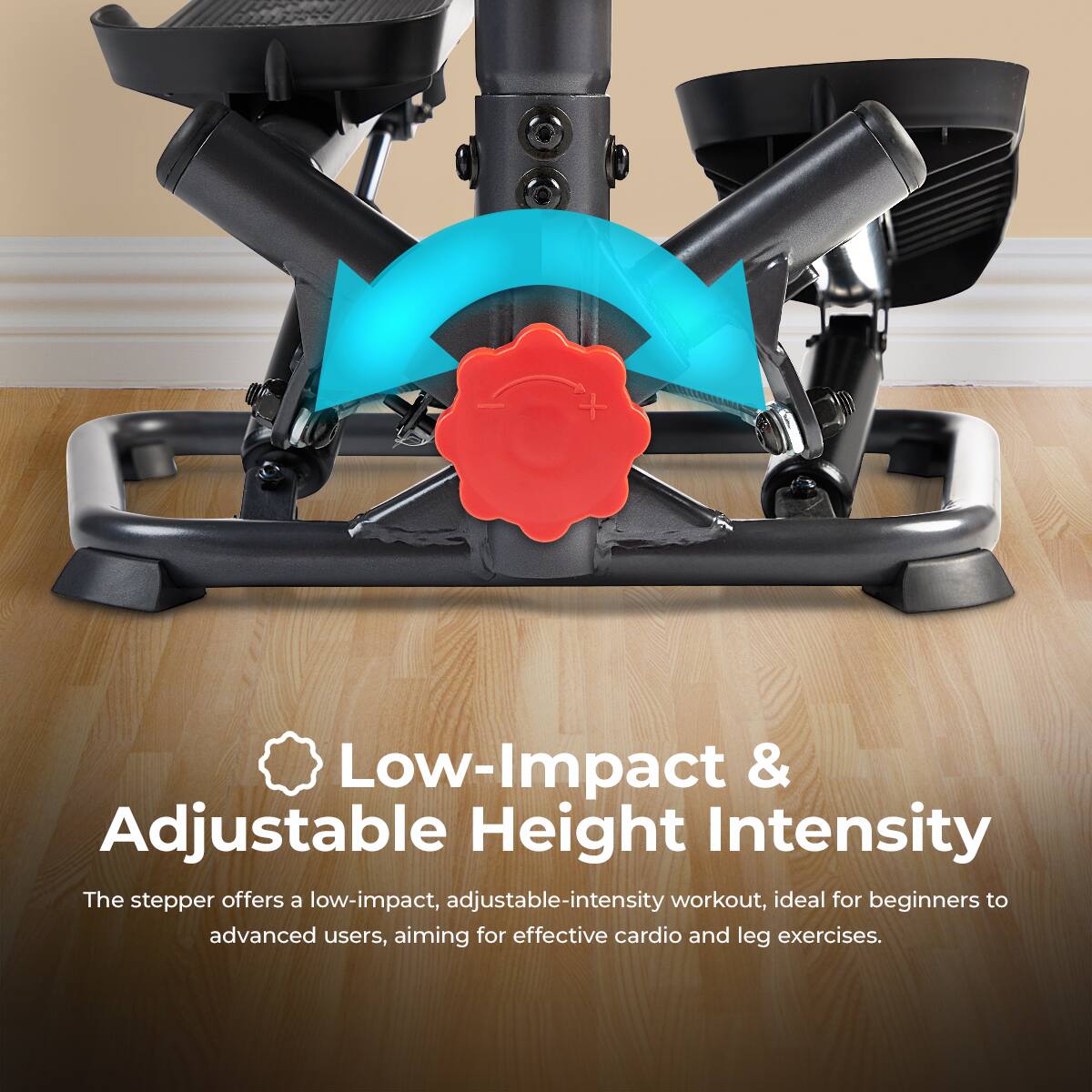 Low-Impact & Adjustable Height Intensity

The stepper offers a low-impact, adjustable-intensity workout, ideal for beginners to advanced users, aiming for effective cardio and leg exercises.