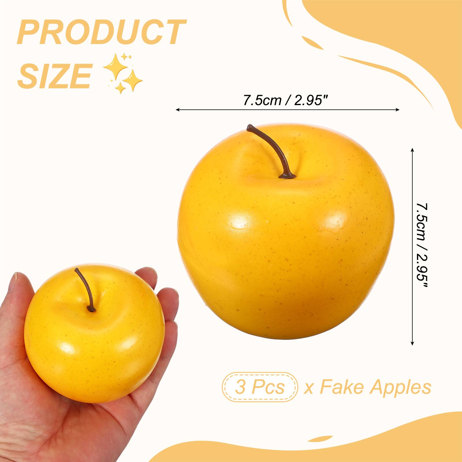 PRODUCT SIZE  
7.5cm / 2.95"  
3 Pcs x Fake Apples