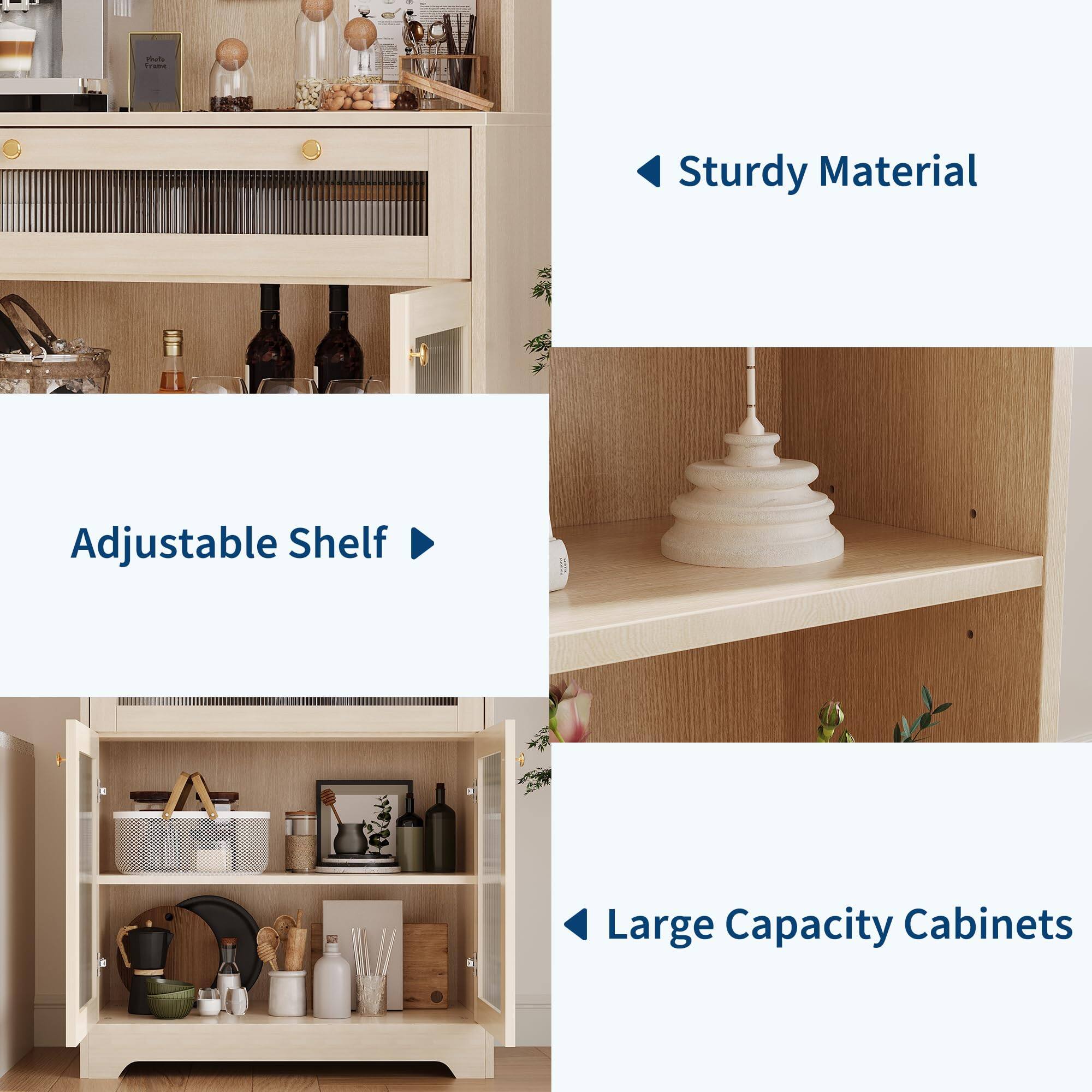 - Sturdy Material
- Adjustable Shelf
- Large Capacity Cabinets