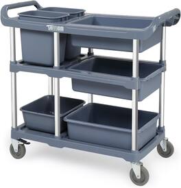 Winado - Heavy Duty 3 Shelf Utility Cart Service Cart with Wheels, Large Storage Space, Ergonmic Handle for Hotel and Restaurant - Gray