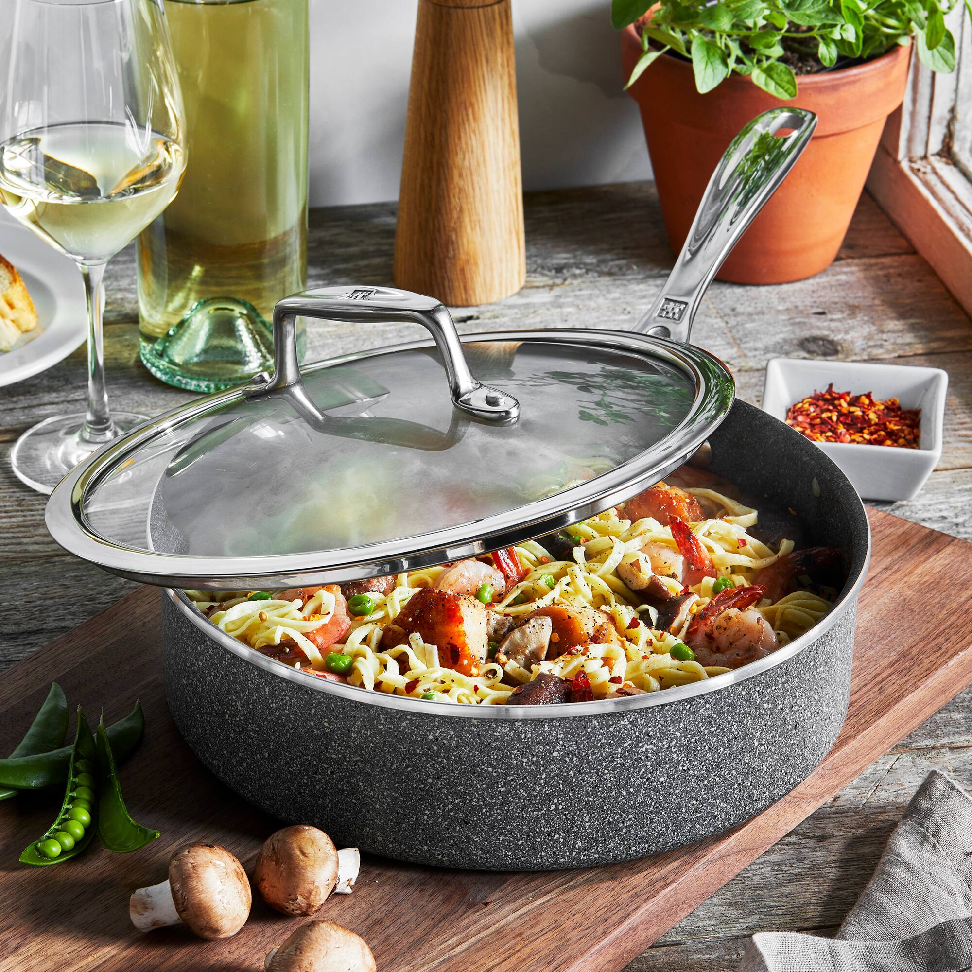 Alt View 8. ZWILLING - ZWILLING Vitale 3-qt Aluminum Nonstick Saute Pan with Lid - Gray.