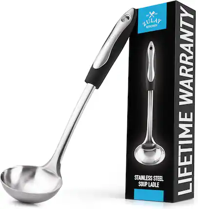 Zulay Kitchen Stainless Steel Soup Ladle, Lifetime Warranty