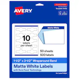 Avery - Avery® Matte Wraparound Labels, 1-1/2" x 3-1/2", 500 Total - White