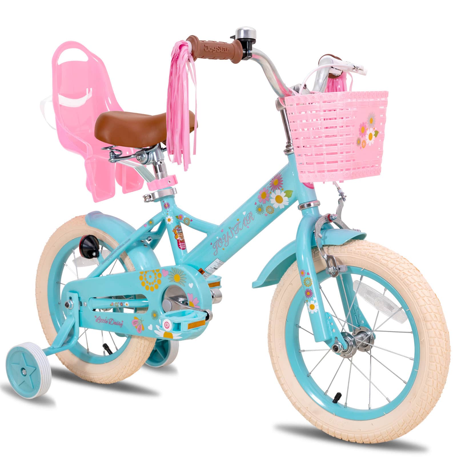JOYSTAR - Little Daisy Kids Bike for Girls Boys Ages 4-7, Children's Bicycle with Doll Seat & Streamers, 16" - Blue