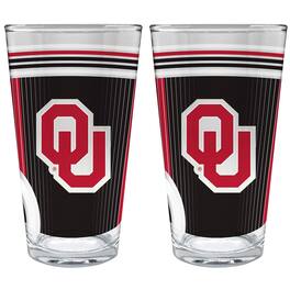 Great American Products - Oklahoma Sooners Two-Piece 16oz. Pint Glass Set - Multicolor