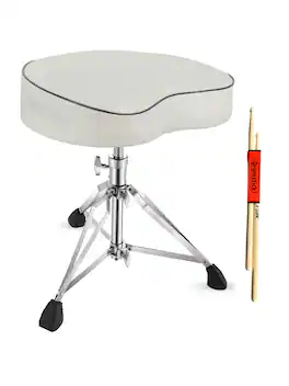 5 CORE - Drum Throne 4" Padded Guitar Stool Drummer Chair Adjustable Seat - White