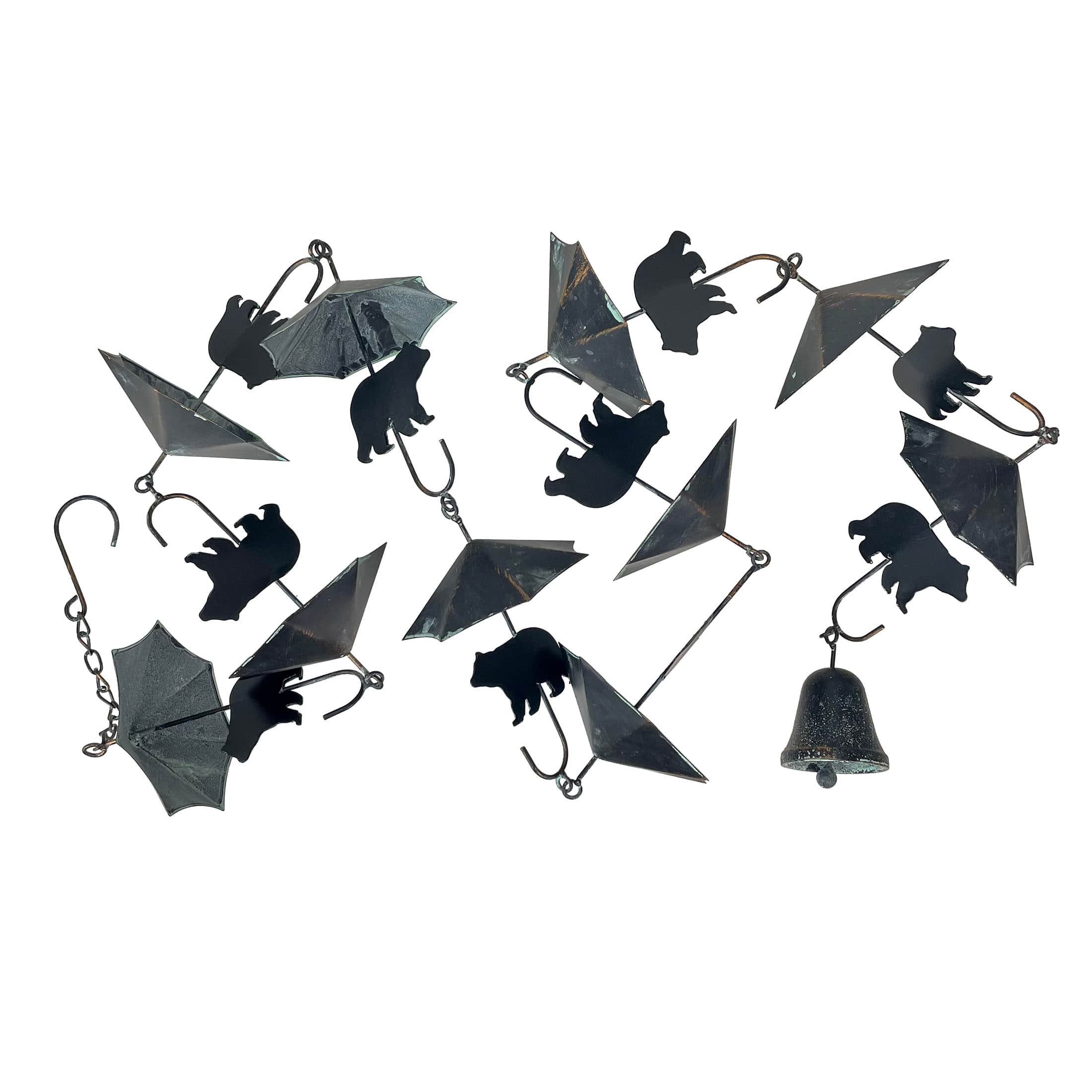 "Things2Die4 - Rustic Bear & Umbrella Rain Chain - 75"" Long Distressed Verdigris Finish - Black" price history on PriceWatchPro