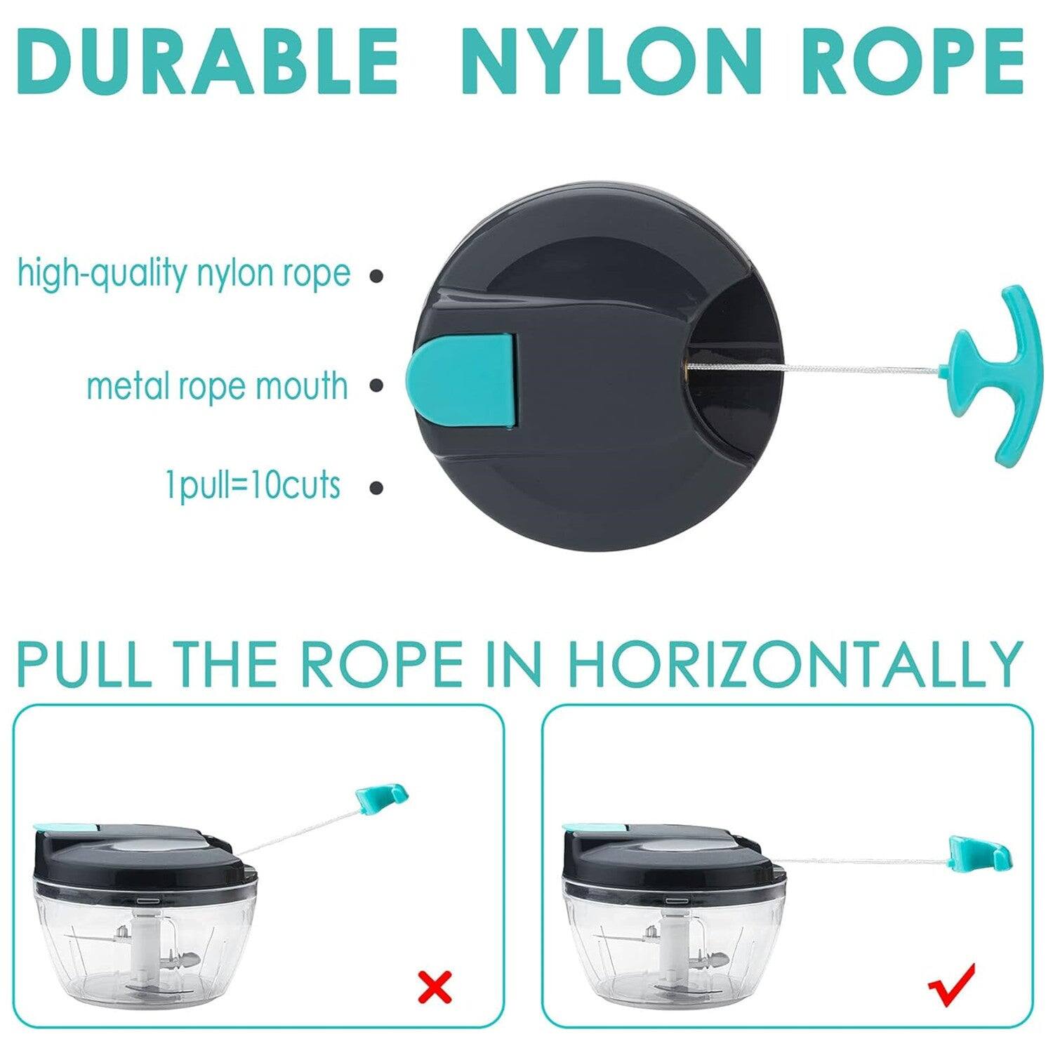 DURABLE NYLON ROPE

- high-quality nylon rope
- metal rope mouth
- 1 pull = 10 cuts

PULL THE ROPE IN HORIZONTALLY