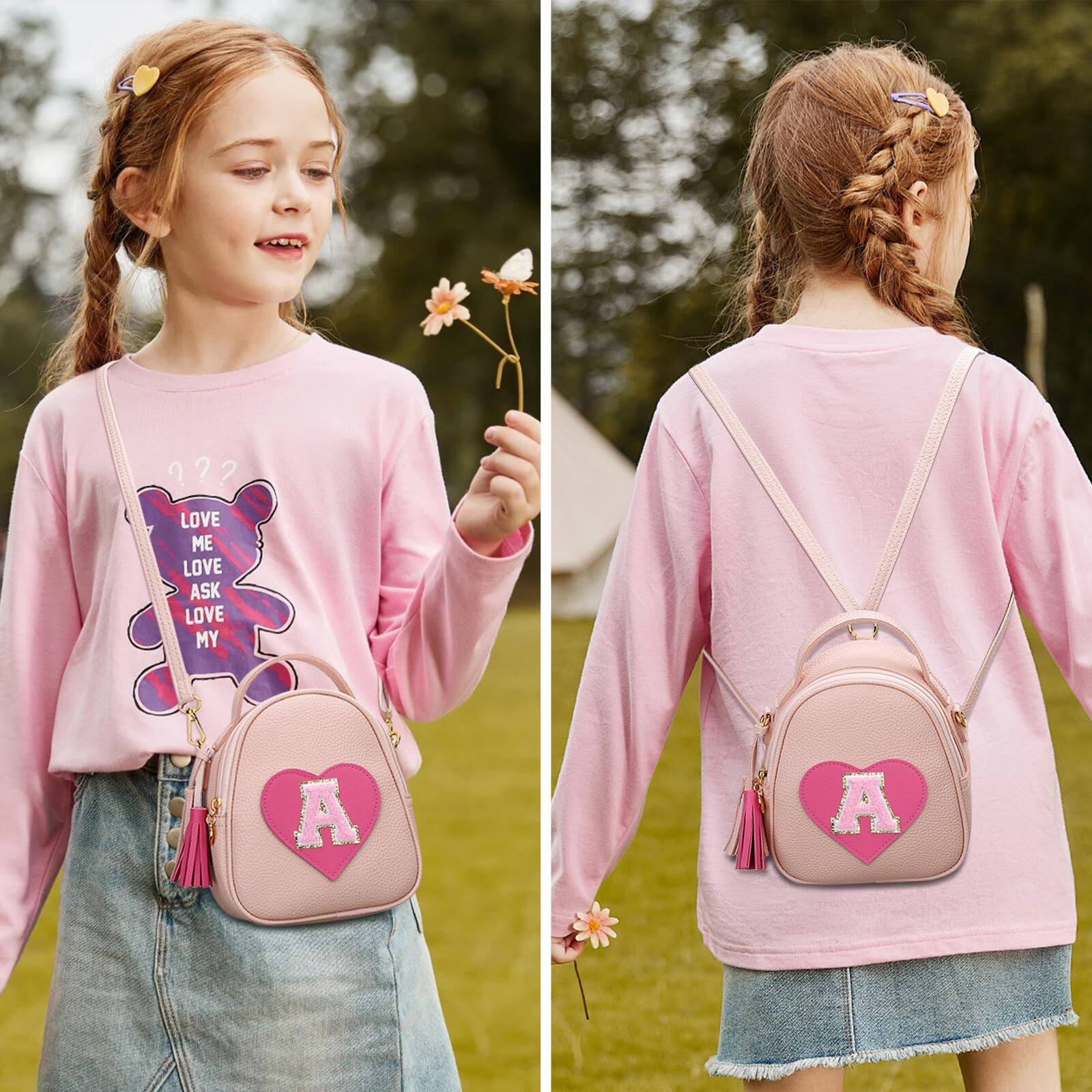 Left. Cozy Serene - Purse Gifts For Cute Little Girl Crossbody Bag Heart Small Backpack With Tassel (a) - Shine-S.