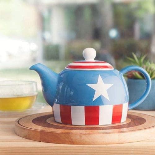 Alt View 2. Marvel - Marvel Captain America 36 Ounce Ceramic Teapot - Blue.