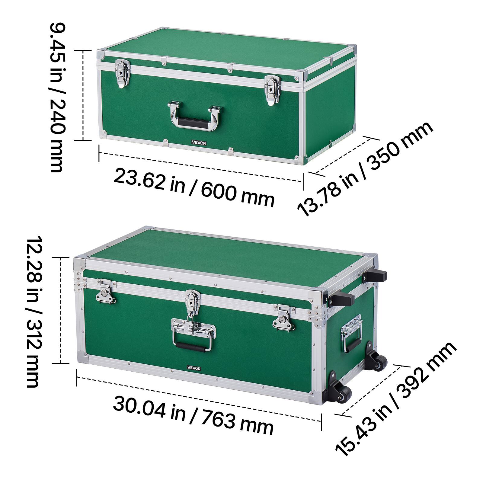 9.45 in / 240 mm  
12.28 in / 312 mm  
23.62 in / 600 mm  
13.78 in / 350 mm  
30.04 in / 763 mm  
15.43 in / 392 mm