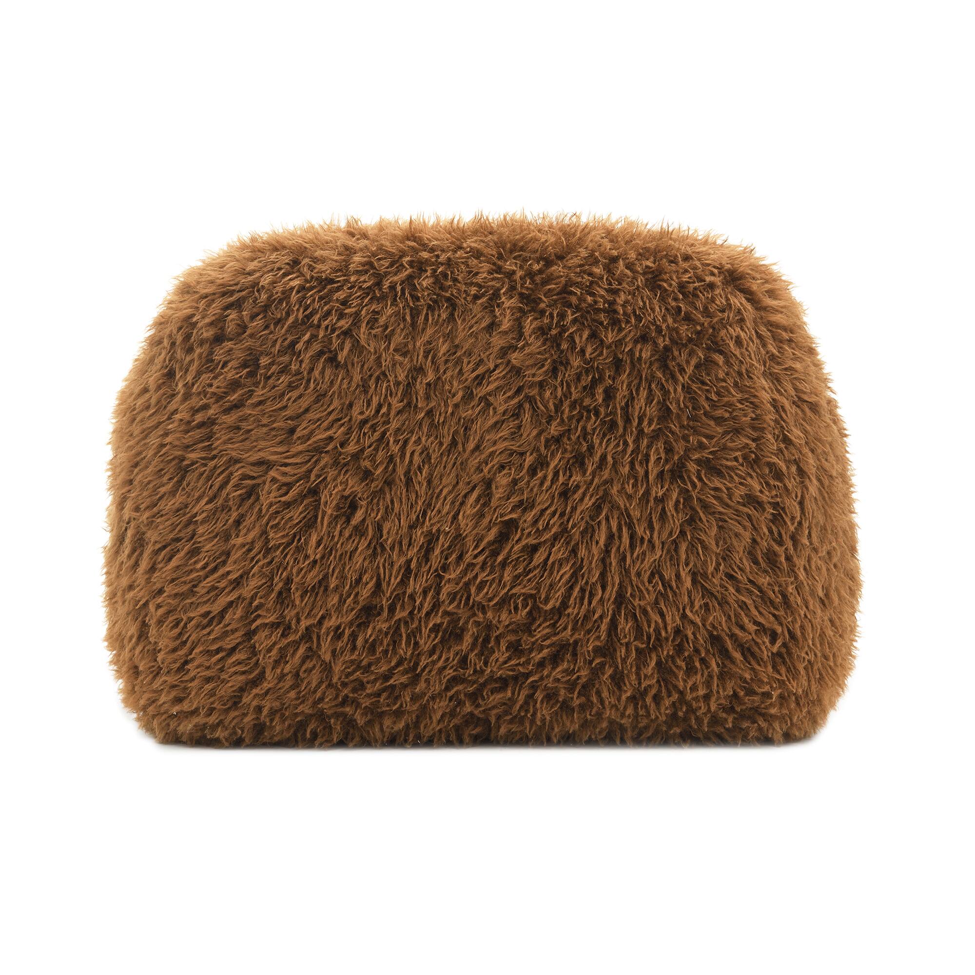 Alt View 4. Vaczon - Faux Fur Swivel Accent Chair Sofa with Ball Pillows, 360° Rotating Lounge Chair for Living Room Bedroom - Camel Brown.