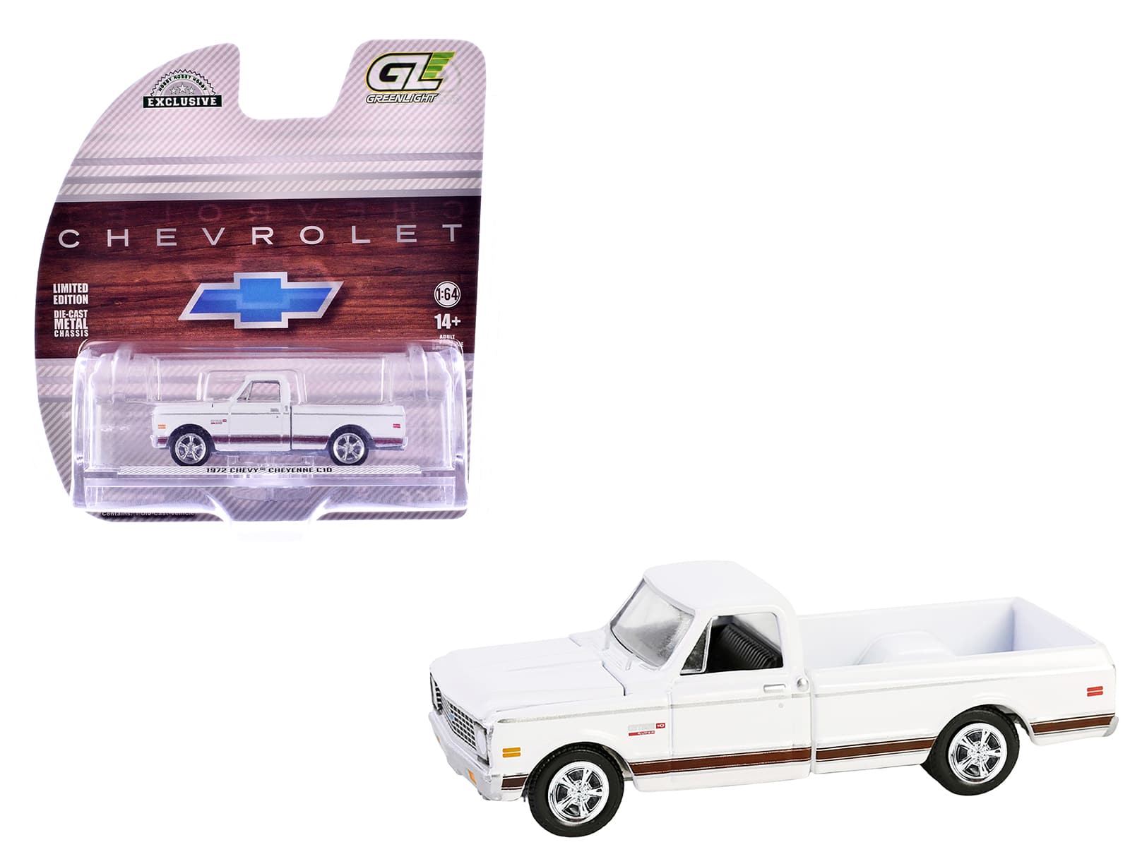 1972 Chevrolet Cheyenne C10 Short Bed Pickup Truck "Hobby Exclusive" Series 1/64 Diecast Model Car by Greenlight - White