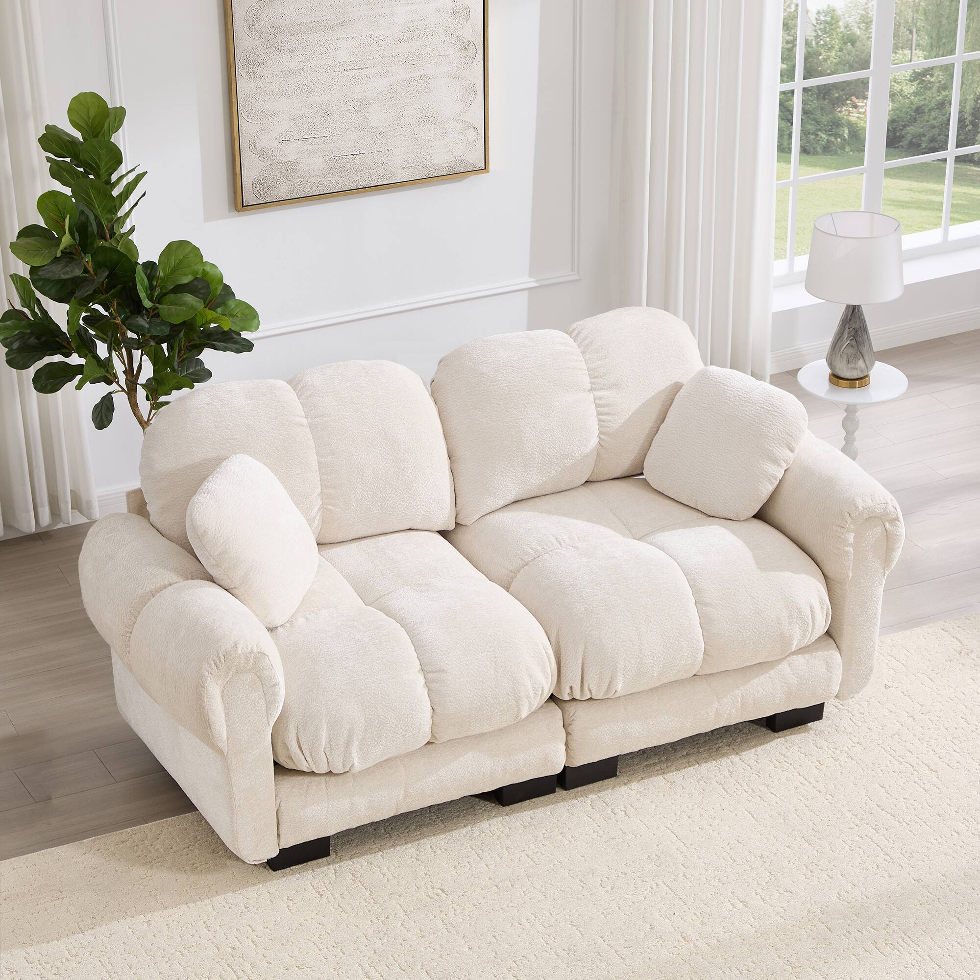 Alt View 2. Boyel Living - Cream Beige Loveseat Sofa 76.3 in L x 33.8 in W x 35.4 in H Living Room Bedroom Apartment - Cream Beige.