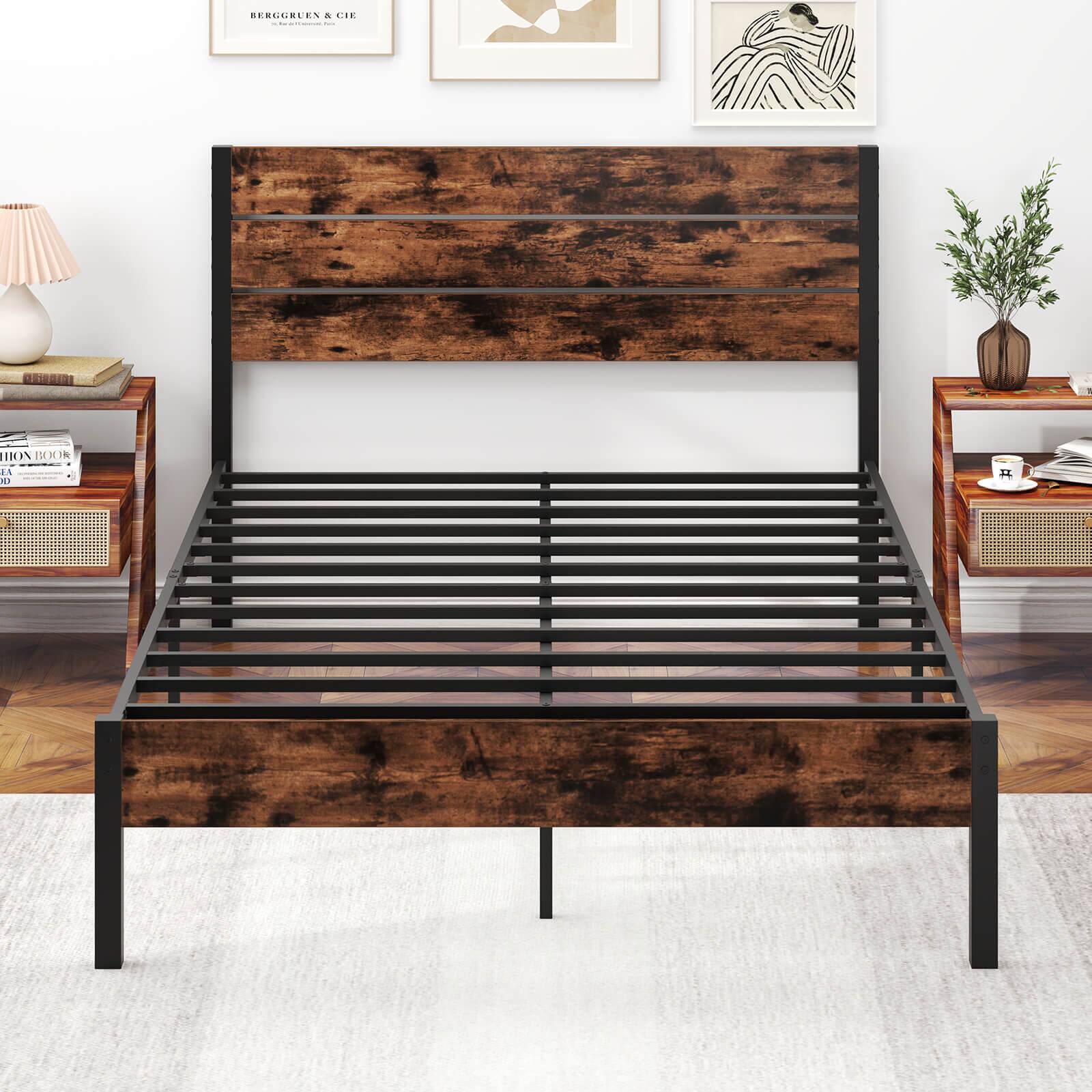 I cannot group or correct the text as it does not appear to be coherent or related to the image. The image shows a bed with a wooden headboard and a black metal frame.