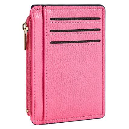 Front. Jadie Link - Credit Card Holder Women Slim Minimalist Front Pocket Rfid Blocking Wallet Small Compact Case Window Vibrant Pink Ult... - Vibrant Pink.