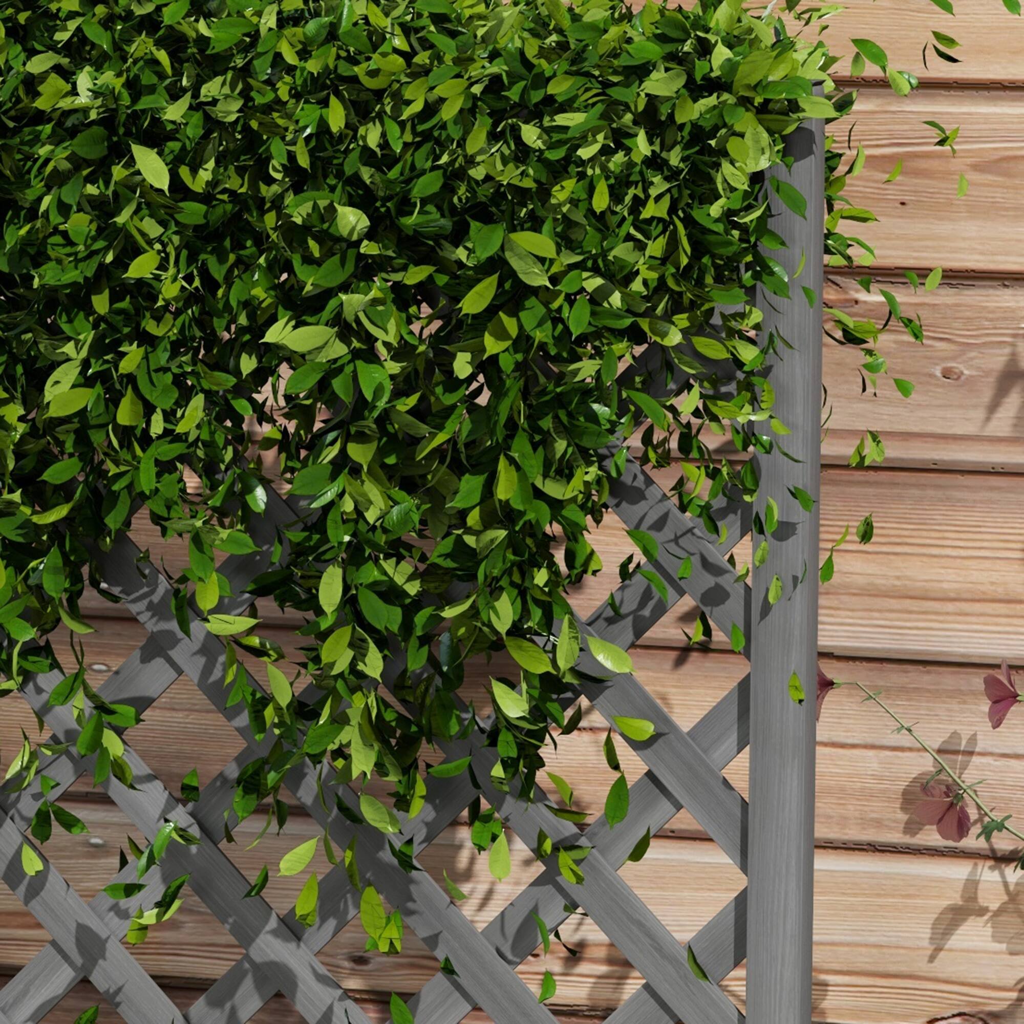 Alt View 7. Outsunny - Wooden Raised Garden Bed with Trellis, 46" Planter Box, to Grow Vegetables, Herbs, and Flowers for Backyard, Patio - Gray.