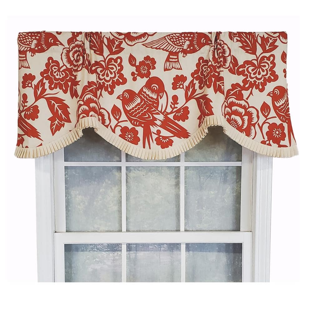 RLF Home - Modern Design Classic Lovebird Cornice Style Window Valance 50" x 17" - Orange