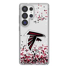 Front. Keyscaper - Atlanta Falcons Galaxy Clear Case with Confetti Design - S23 - Multicolor.