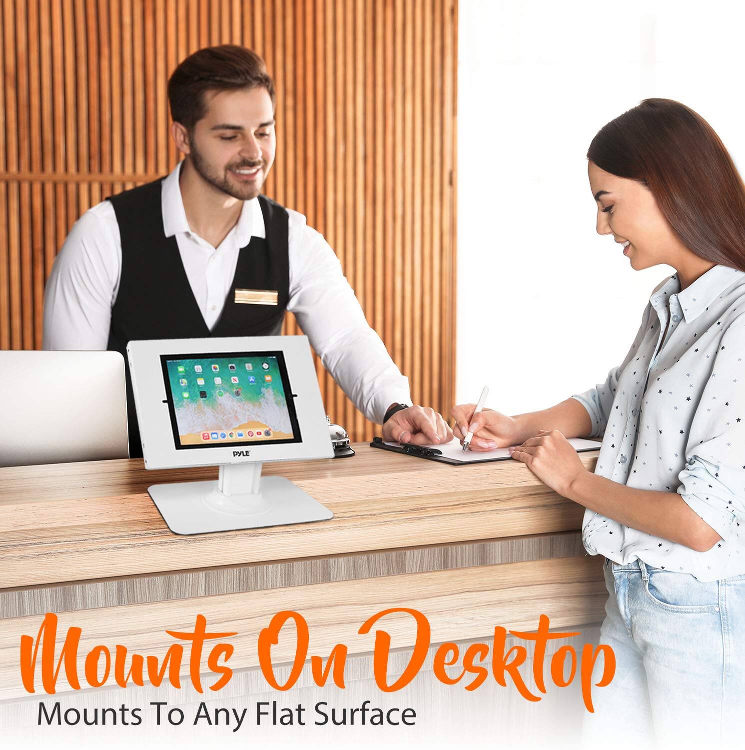 Mounts On Desktop  
Mounts To Any Flat Surface