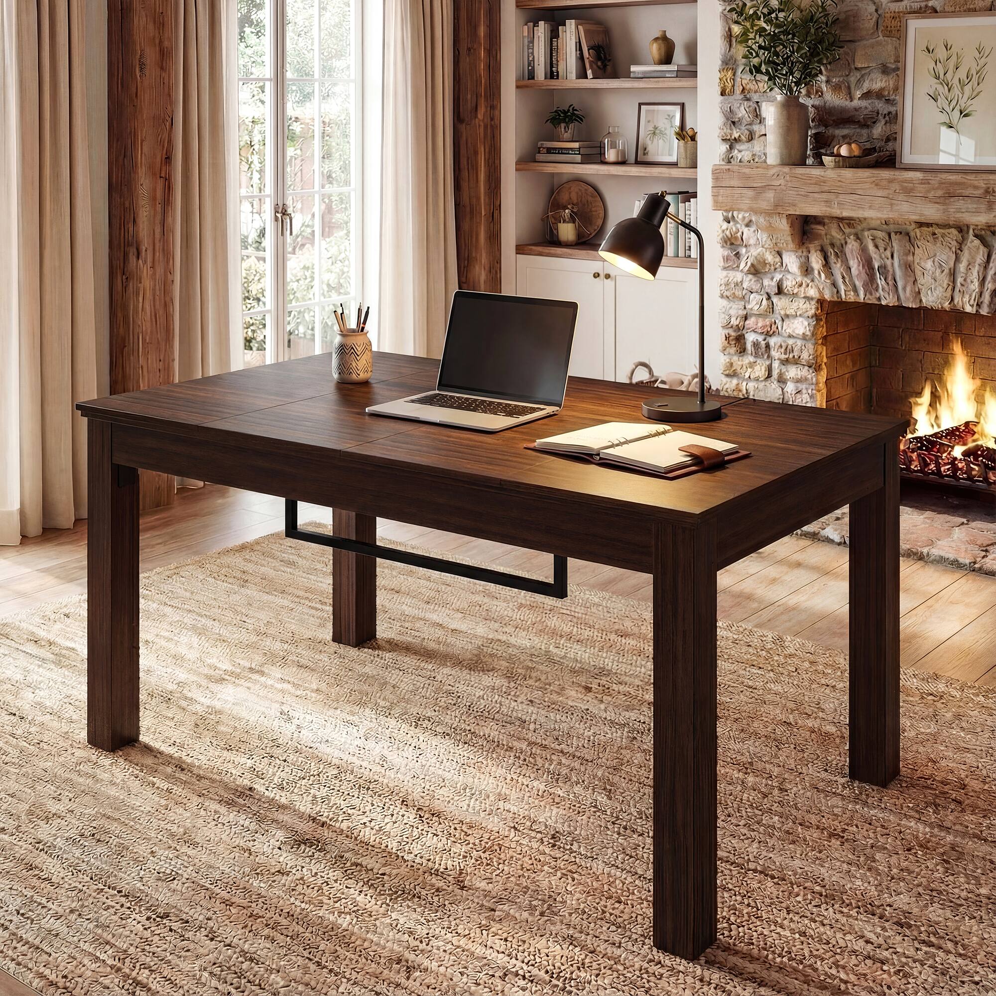 Left. Famapy - Multi-Purpose Board Game Table for Family Game Night, Dining, Work and Home Entertainment - Dark Walnut.