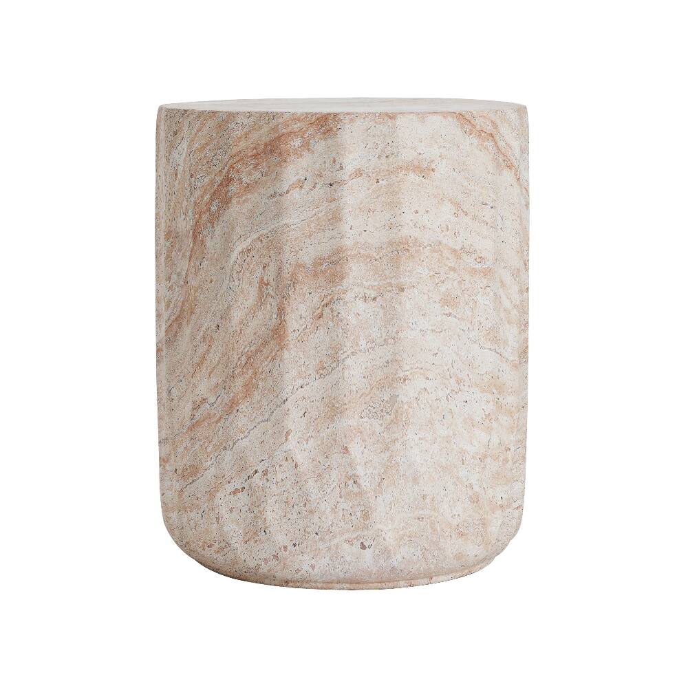 Alt View 1. Loheer - Loheer Lightweight Concrete Side Table Travertine Finish Indoor Outdoor Cylinder Accent Table - Travertine.