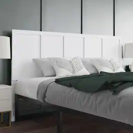 Emma + Oliver - Omar Paneled Wooden Adjustable Headboard Only - White