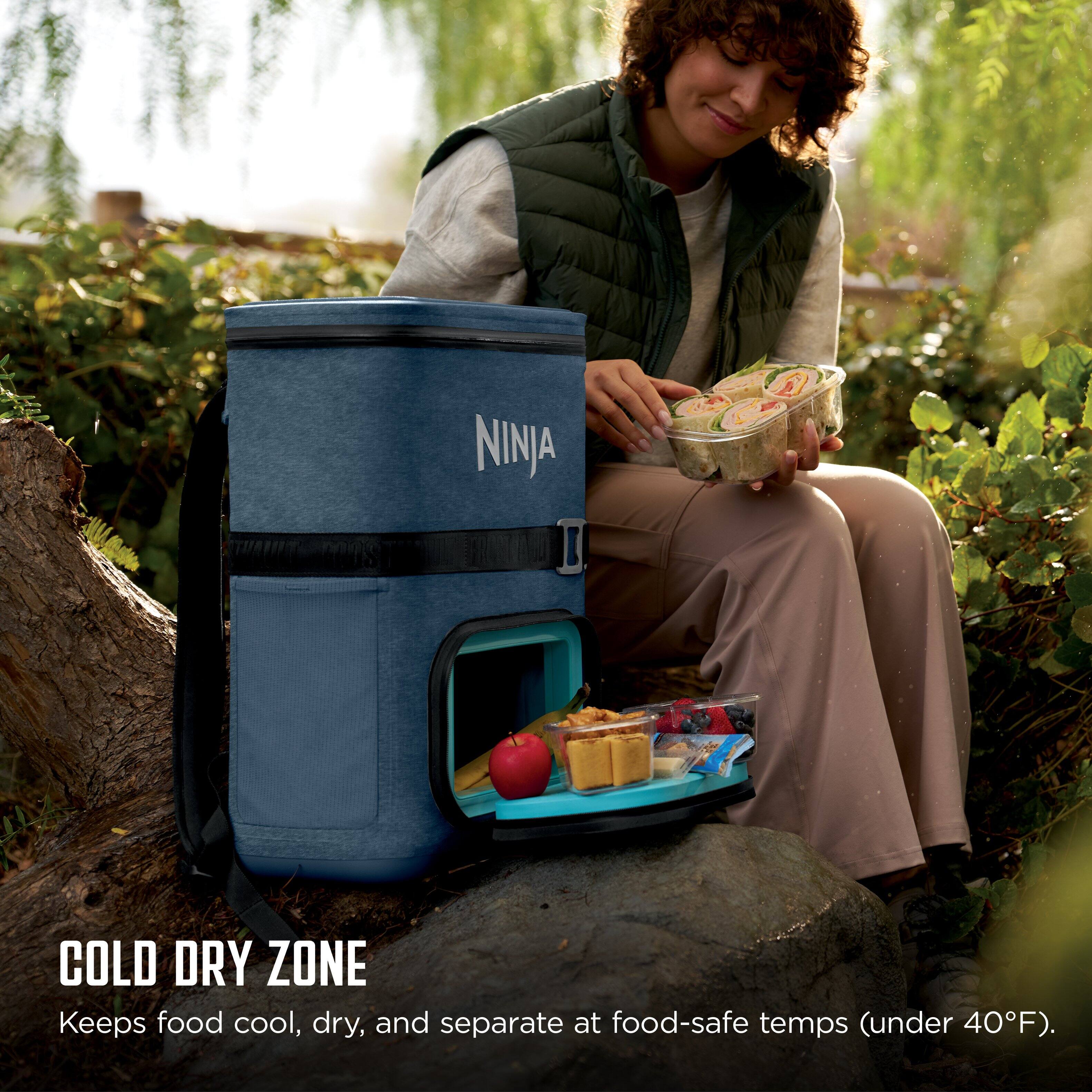NINJA COLD DRY ZONE  
Keeps food cool, dry, and separate at food-safe temps (under 40°F).