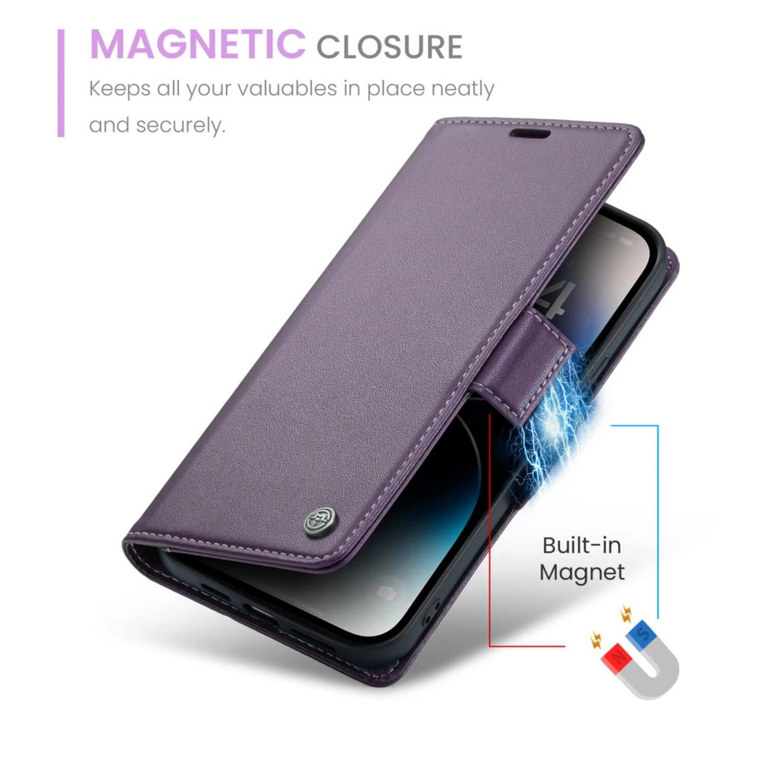 MAGNETIC CLOSURE  
Keeps all your valuables in place neatly and securely.  

Built-in Magnet