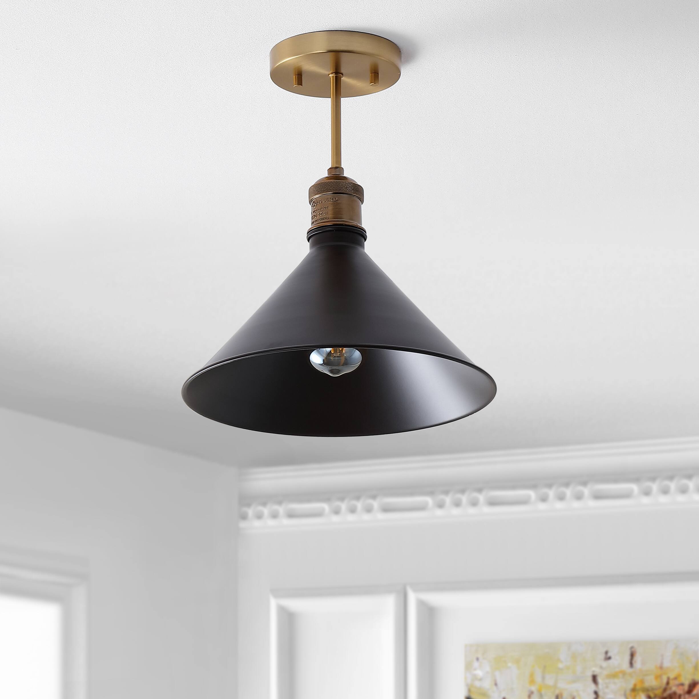 Alt View 5. Jonathan Y - Nick 11" Metal LED Semi-Flush Mount, Oil Rubbed Bronze/Brass Gold - Oil Rubbed Bronze/Brass Gold.