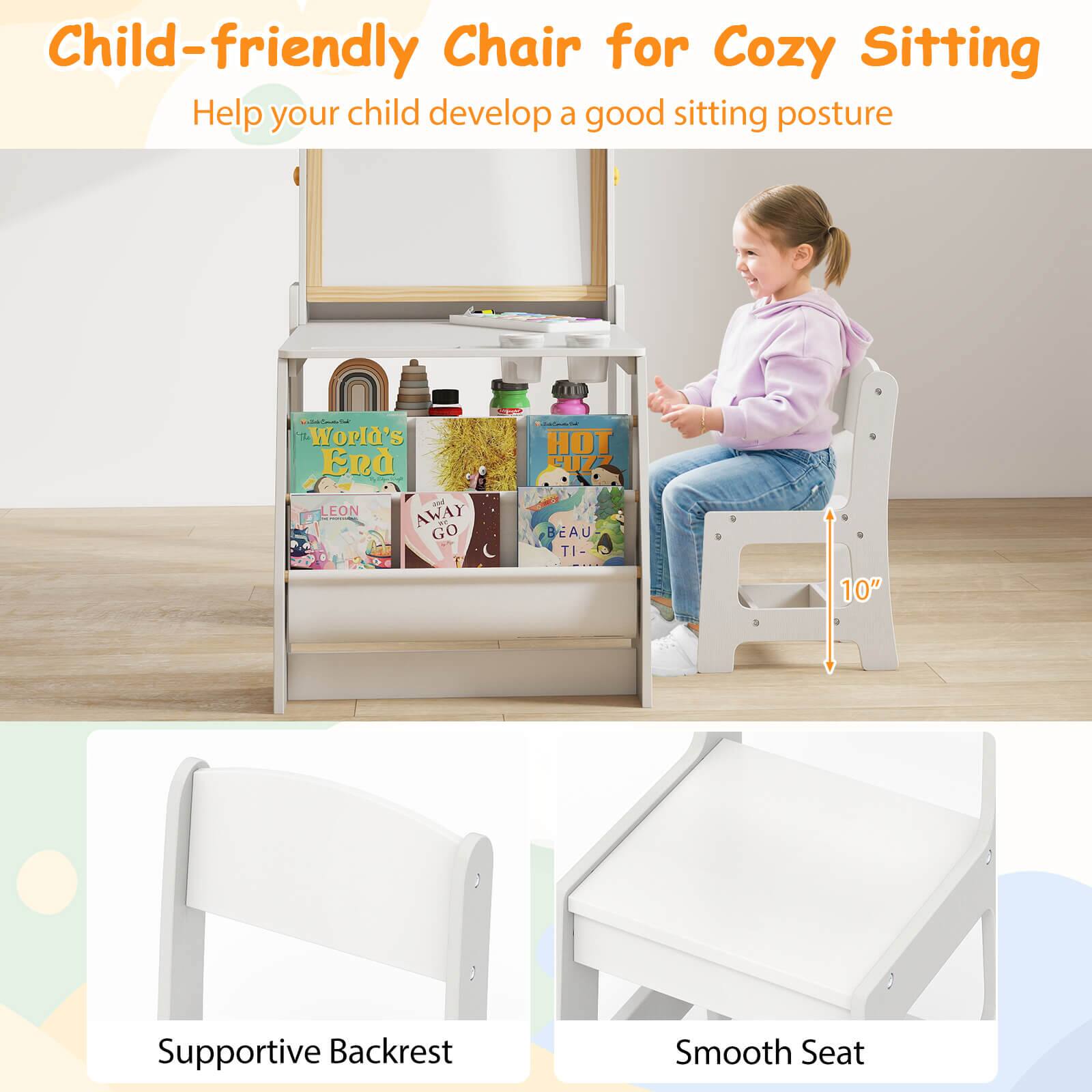 Child-friendly Chair for Cozy Sitting  
Help your child develop a good sitting posture  

Supportive Backrest  
Smooth Seat  

10"