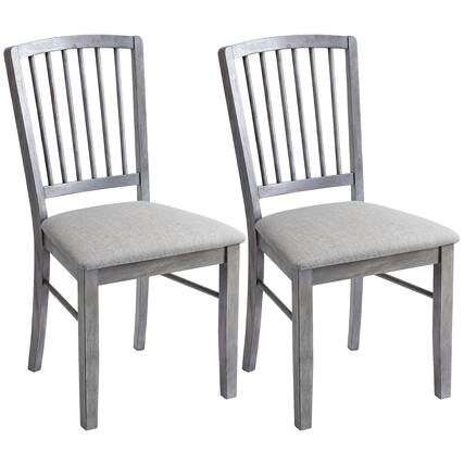 Front. Homcom - Chairs Upholstered Kitchen Chairs with Rubberwood Legs Set of 2 - Rustic Gray.