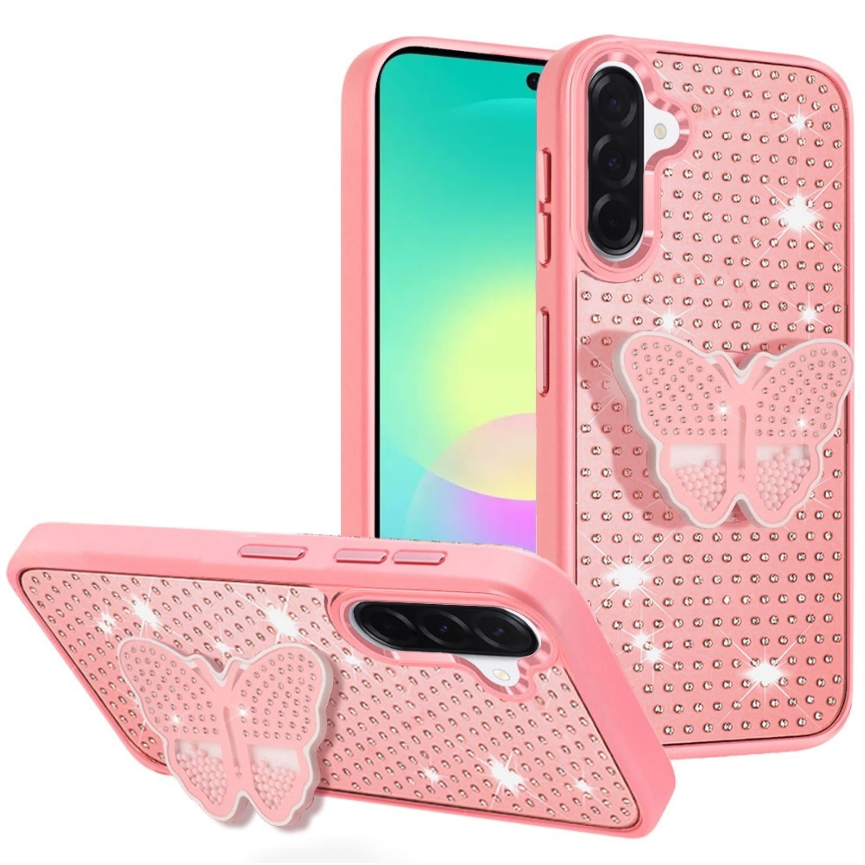 Kitcheniva - Rhinestone Butterfly Stand Protective Cover With Tempered Glass For Samsung A27 5G - Pink price history on PriceWatchPro