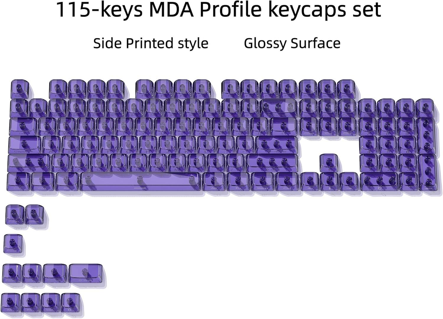 115-keys MDA Profile keycaps set  
Side Printed style  
Glossy Surface